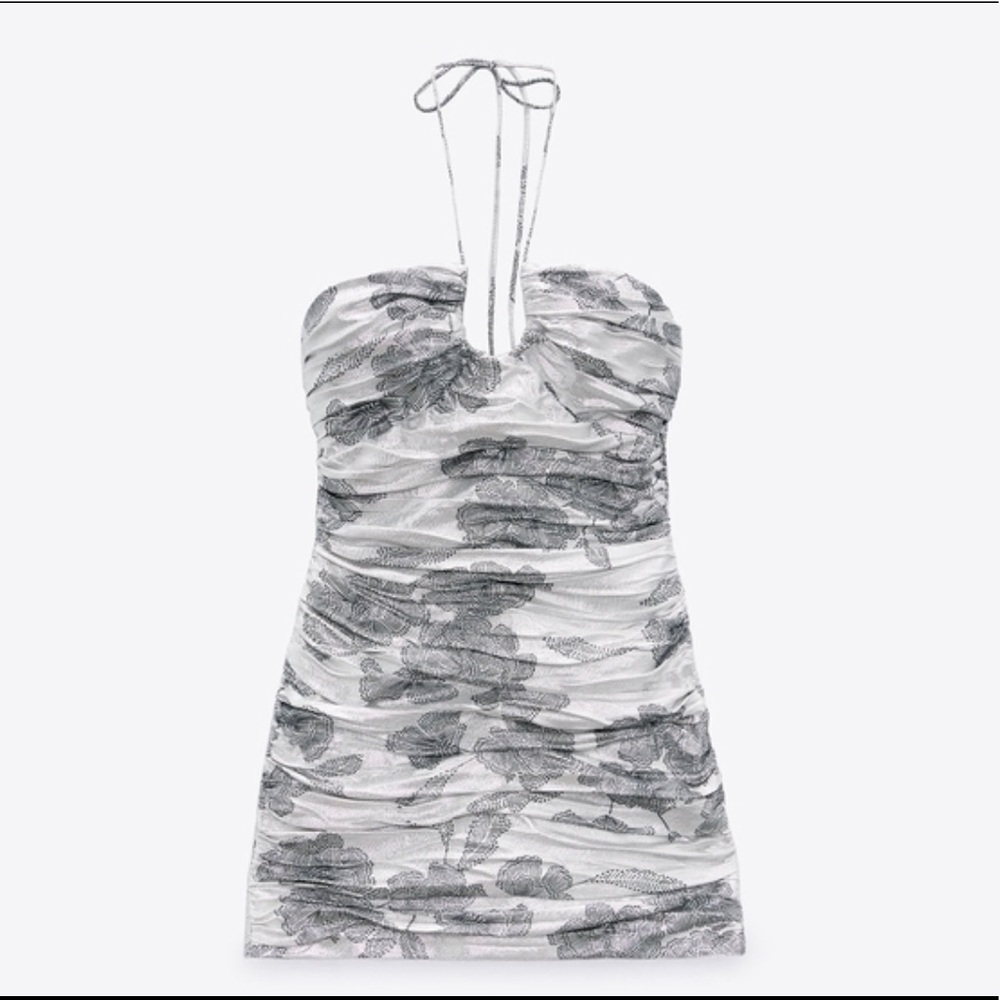 Zara Draped Dress with Metallic Thread Size XS
